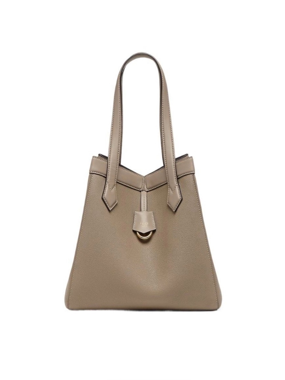 FENDI Medium Origami Bag - Taupe Leather Structured Tote Bag – Calfskin 100%